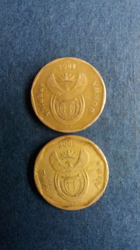 South Africa 2001 & 2005 20 cent * 2 x coins*