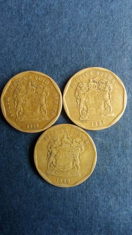 South Africa 1994, 1997 & 1999 20 cent * 3 x coins*