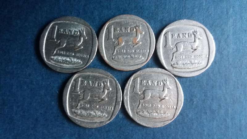 South Africa 1992, 1993, 1994, 1995 & 1997 R1 * 5 x coins*