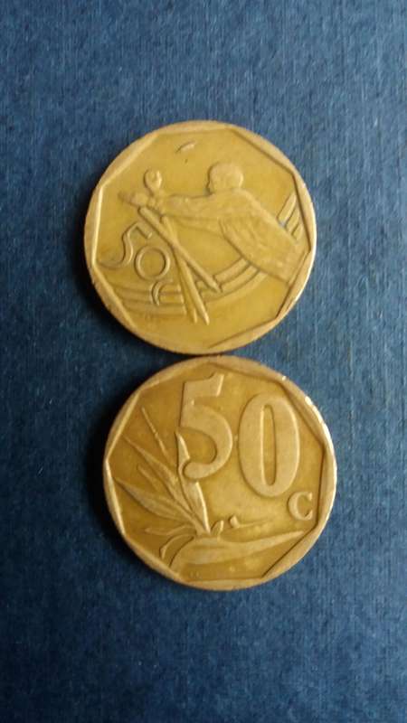 South Africa 2003 50 cents - ICC Cricket World Cup* Mintage 11 749* & Stelizia plant *2 x coins*
