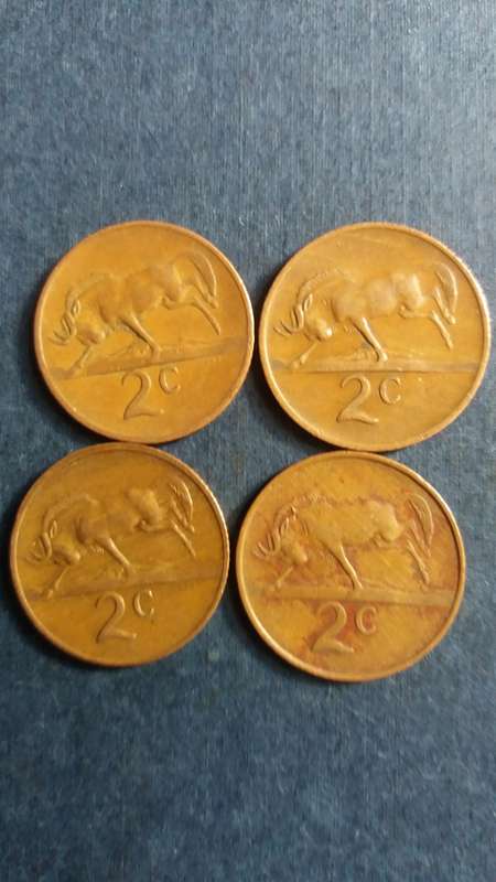 South Africa 1968 Afrikaans legend , 1976, 1979 & 1982 2 cent * President Heads 4 x coins*