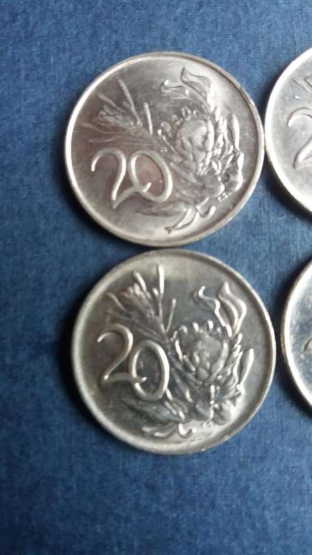South Africa 1987, 1988, 1989 & 1990  20 cents * UNC - 4 x coins*