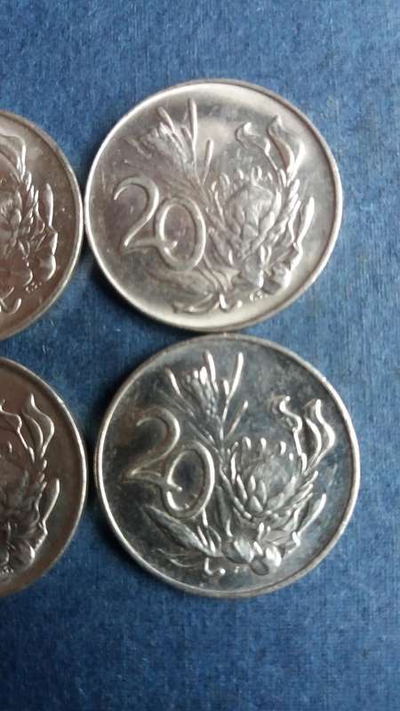 South Africa 1987, 1988, 1989 & 1990  20 cents * UNC - 4 x coins*