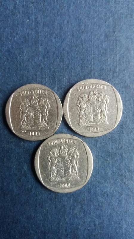 South Africa 1998 ,1999 & 2000 R1 * Old coat of arms - Afrikaans Legend* 3 x coins