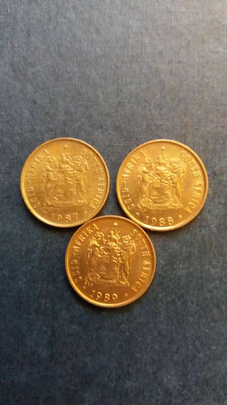 South Africa 1987, 1988 & 1989 1 cent * 3 x coins*