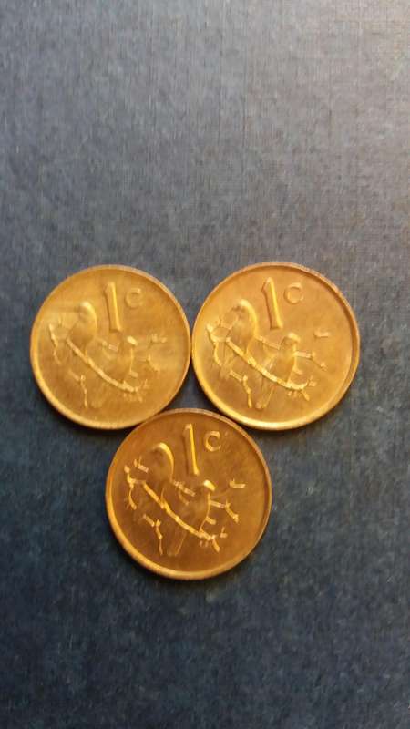 South Africa 1987, 1988 & 1989 1 cent * 3 x coins*