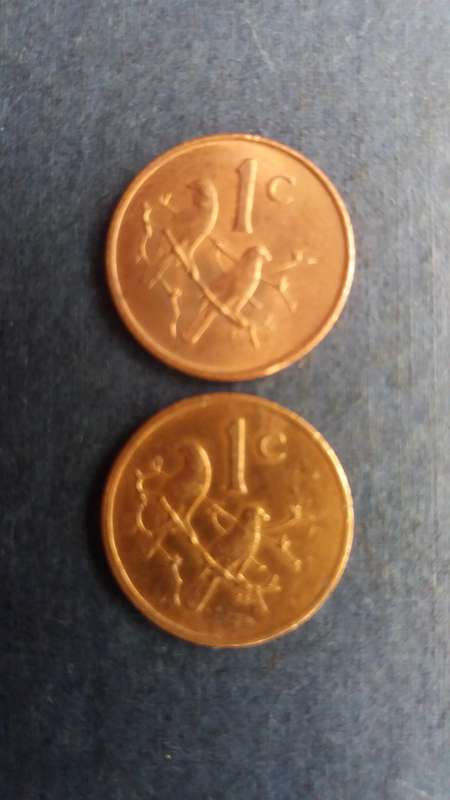 South Africa 1971 & 1977 1 cent * 2 x coins* AU Condition
