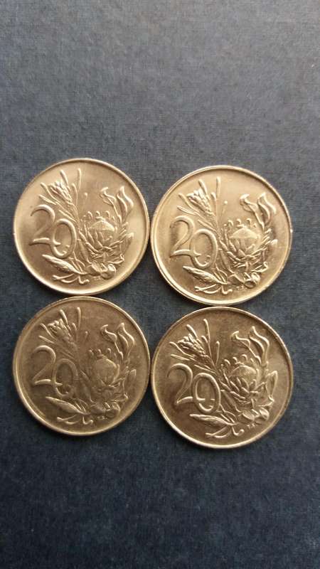 South Africa 1987, 1988, 1989 & 1990  20 cents
