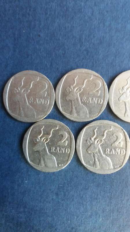 South Africa 1998, 1999, 2000, 2002, 2003, 2004, 2005, 2007 & 2008 R2 * 9 x coins*