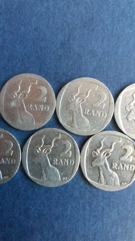 South Africa 1998, 1999, 2000, 2002, 2003, 2004, 2005, 2007 & 2008 R2 * 9 x coins*