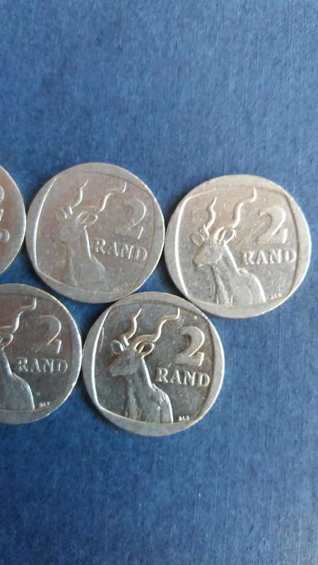 South Africa 1998, 1999, 2000, 2002, 2003, 2004, 2005, 2007 & 2008 R2 * 9 x coins*