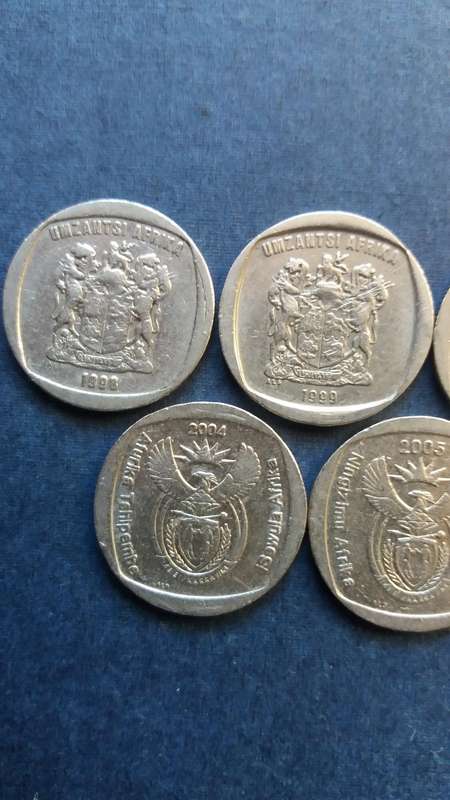 South Africa 1998, 1999, 2000, 2002, 2003, 2004, 2005, 2007 & 2008 R2 * 9 x coins*