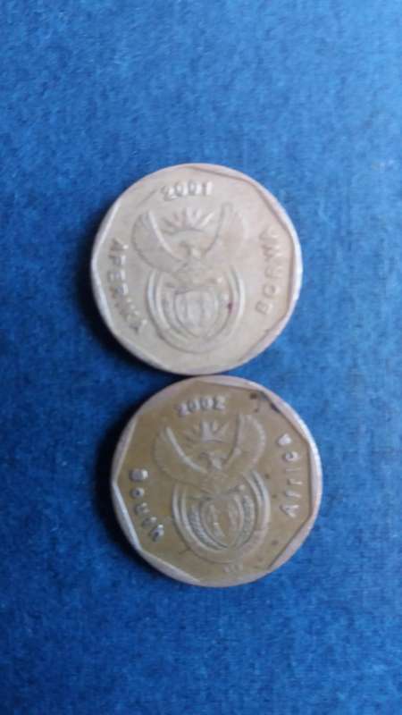 South Africa 2001 & 2002 20 cent * 2 x coins*
