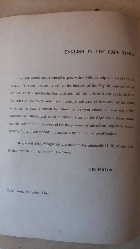 The Cape Times Style Book *First Edition December 1947*
