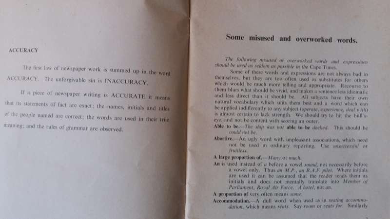 The Cape Times Style Book *First Edition December 1947*