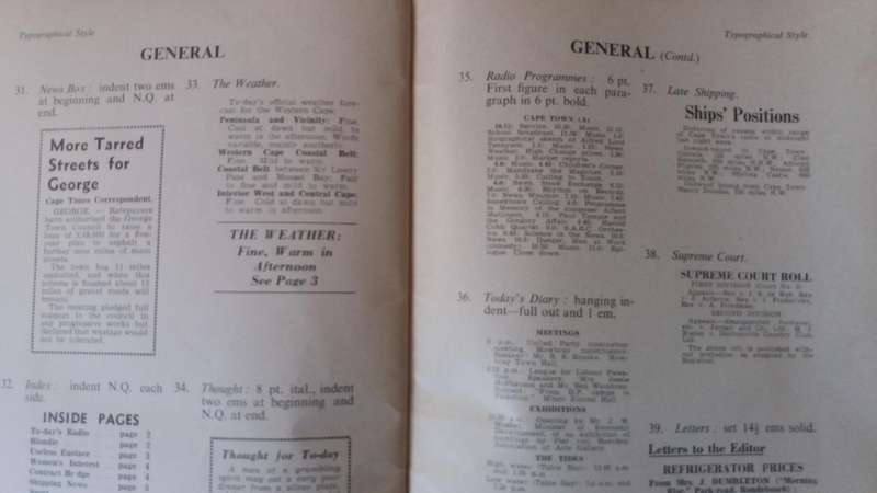 The Cape Times Style Book *First Edition December 1947*