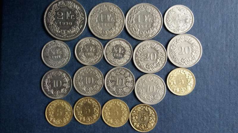 Swiss Franc lot * 7 Francs 5 Rappens  R156* 18 x coins