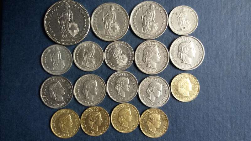 Swiss Franc lot * 7 Francs 5 Rappens  R156* 18 x coins