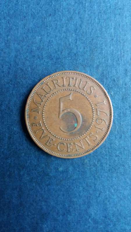 Mauritius 1971 5 cents Queen Elizabeth 2nd * Mintage 500 000*