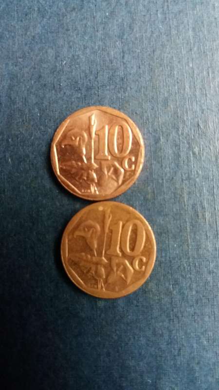 South Africa 2012 & 2013 10 cent * 2 x coins - AU*