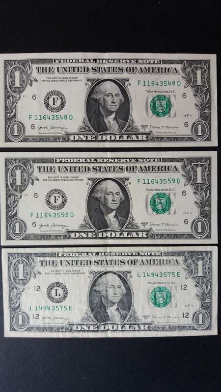 United states of America 2017 - 3 x 1 Dollar Bank note