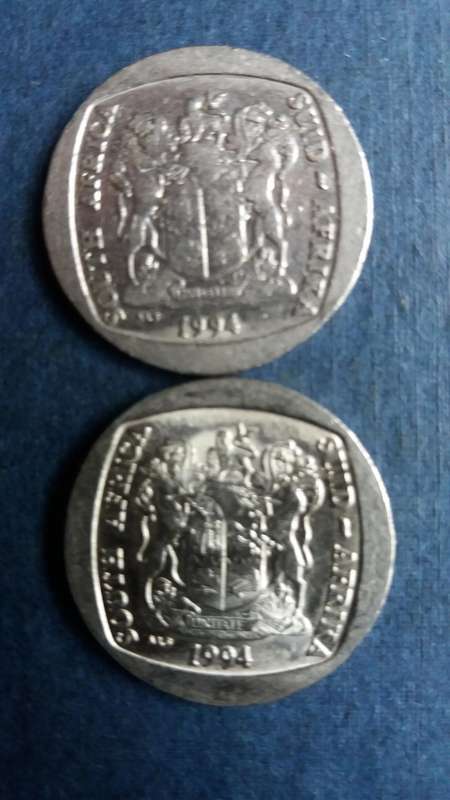 South Africa 1994 R5 includes Inauguration and Wildebeest * 2 x coins*