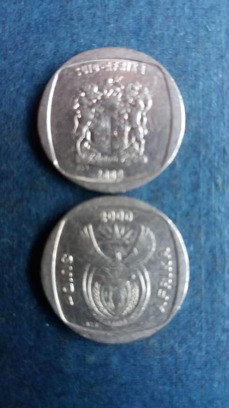 South Africa 2000 R1 - Old Coat of Arms & New Coat of Arms * 2 x coins*