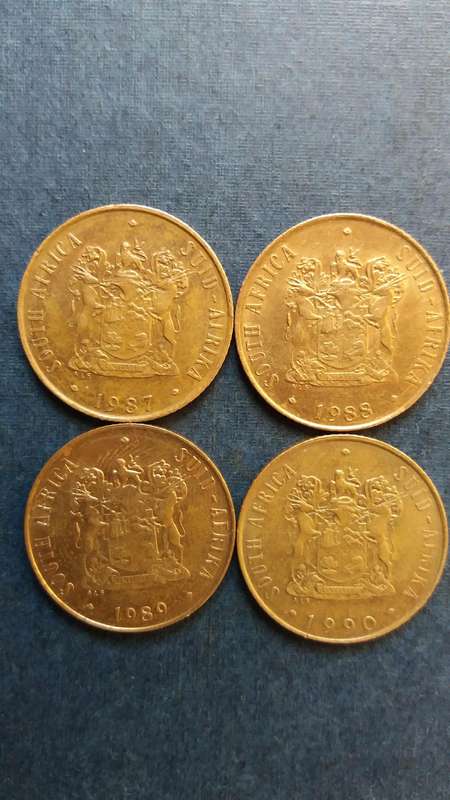 South Africa 1987, 1988, 1989 & 1990 2 cent * 4 x coins*