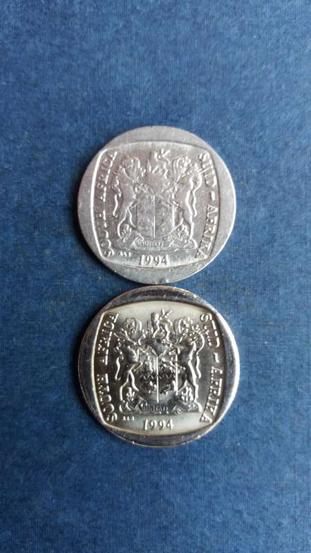 South Africa 1994 R5 includes Inauguration and Wildebeest * 2 x coins*