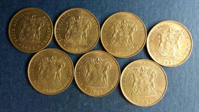 South Africa 1983, 1985, 1986, 1987, 1988, 1989 & 1990 2 cent * 7 x coins*
