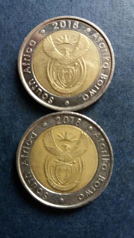 South Africa 2018 R5 - Mandela & Wildebeest * 2 x coins* Wildebeest coin is difficult to find