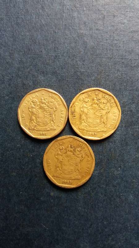 Soiuth Africa 1991 ,1992 & 1993 10 cent *3 x coins*