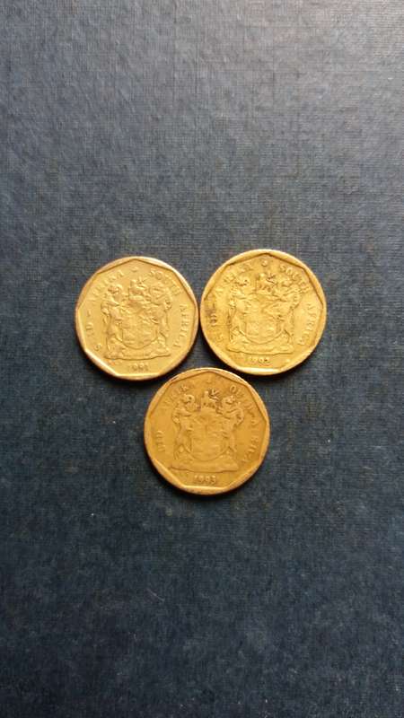Soiuth Africa 1991 ,1992 & 1993 10 cent *3 x coins*