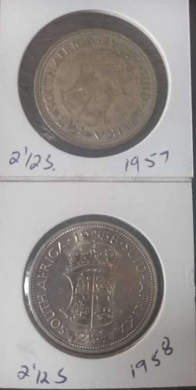 1957 & 1958 UNION 21/2 SHILLINGS