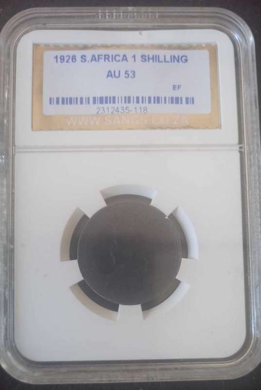 THE RARE 1926 UNION 1 SHILLING AU53. VERY HIGH CATALOGUE VALUE
