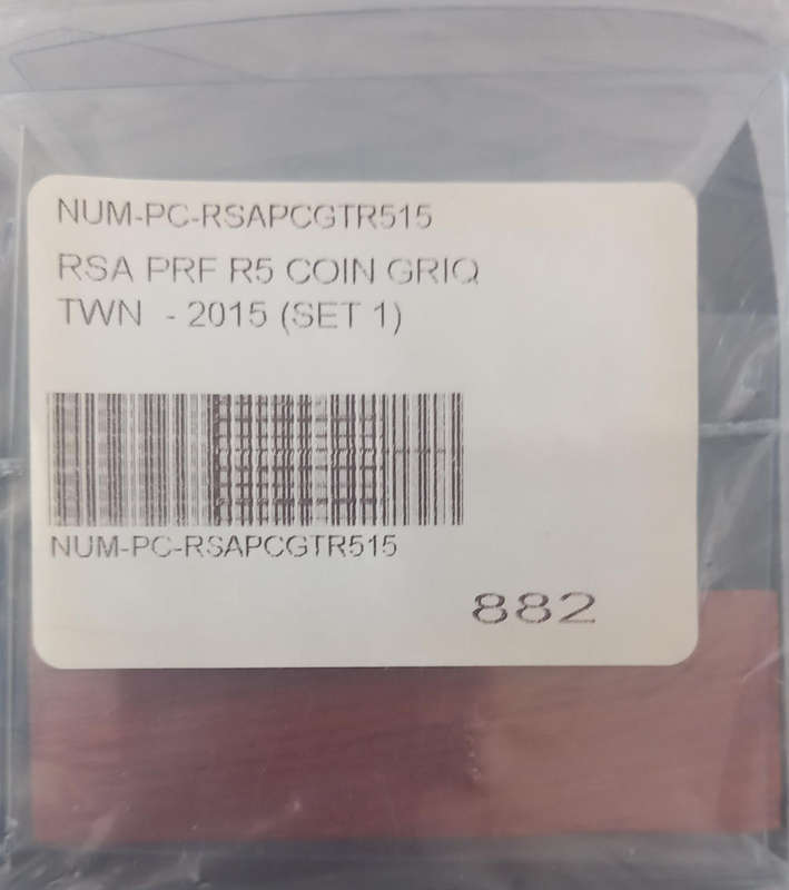 2015 RSA PROOF R5 GRIQA TOWN WITH MAGNIFYING GLASS. STILL SEALED