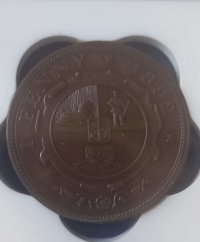 1892 ZAR 1 PENNY XF40 GRADED BY SANGS
