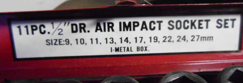 11 Piece 1/2 inch Air Impact Socket Set