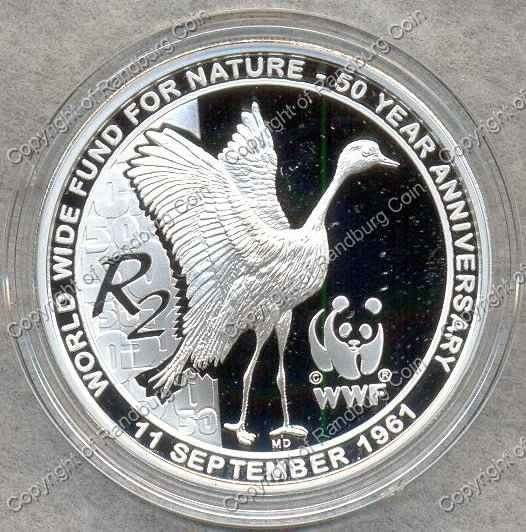 *#* SA Silver R2 Proof 2011 WWF 50th Anniversary Mintage 487 - coin only, scratched capsule *#*