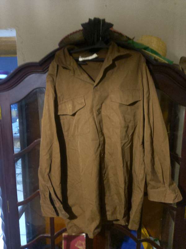 SADF LING SLEEVE FIELD DRESS SHIRT SIZE LARGE 1977 ISSUE GOOD CONDITION