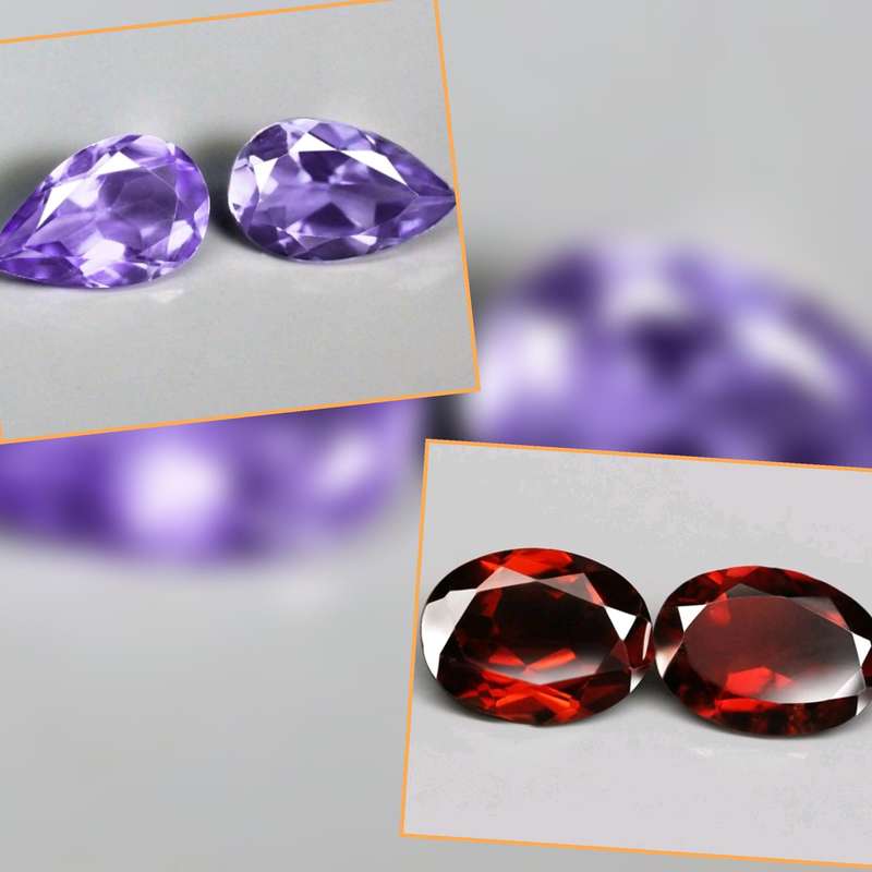 Natural 2.17 Ct Garnet, 1.42Ct Amethyst Parcel