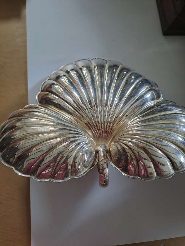 Silver EPNS Hallmarked 3 clam large dish. Uncleaned