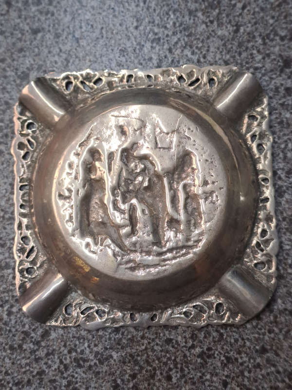 Vintage Dutch? Silver? hallmarked street music scene ashtray