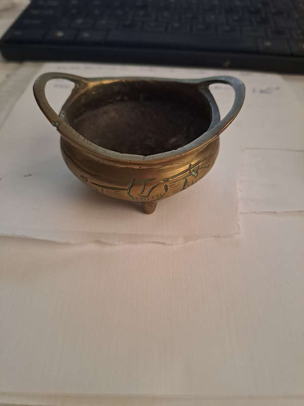 Antique Chinese brass sensor small, stamped