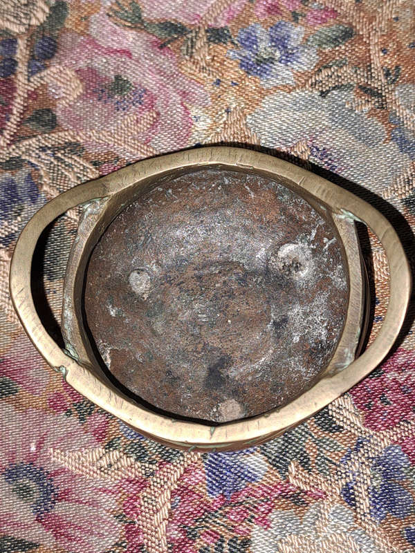 Antique Chinese brass sensor small, stamped