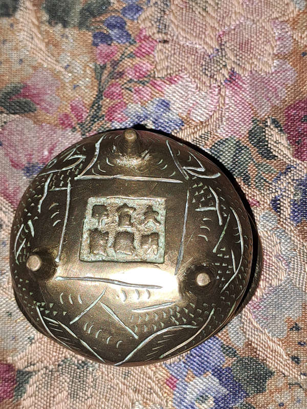 Antique Chinese brass sensor small, stamped