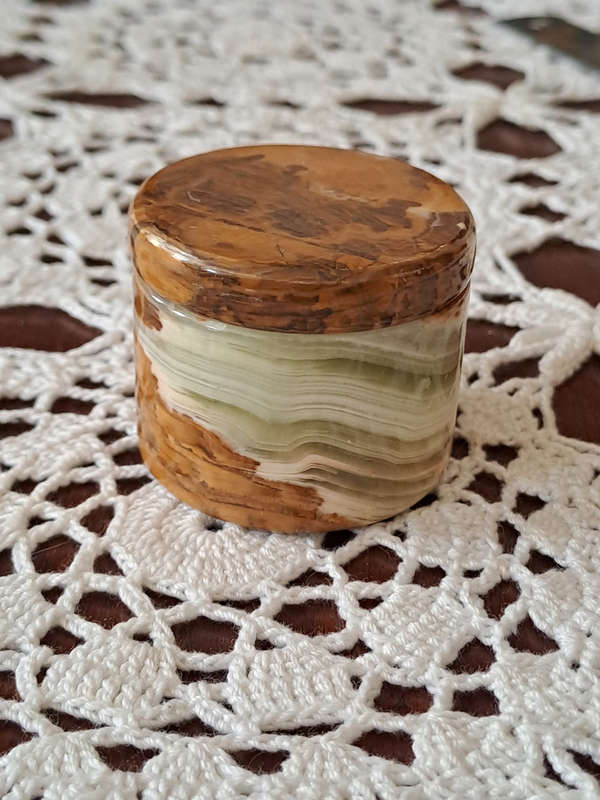 Vintage Onyx lidded cylindrical container
