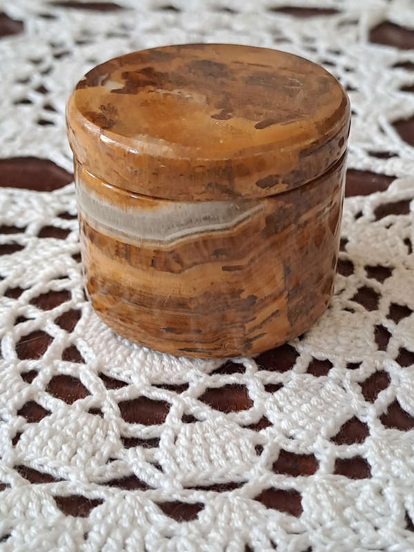 Vintage Onyx lidded cylindrical container