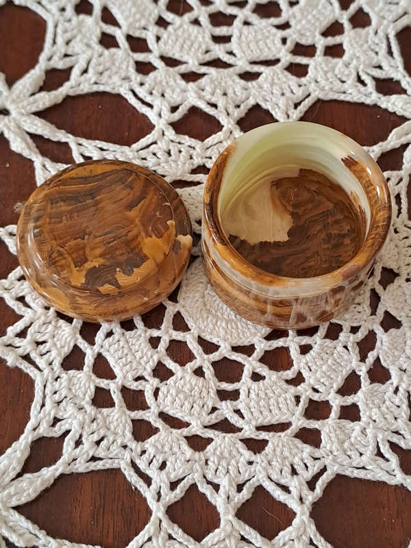 Vintage Onyx lidded cylindrical container