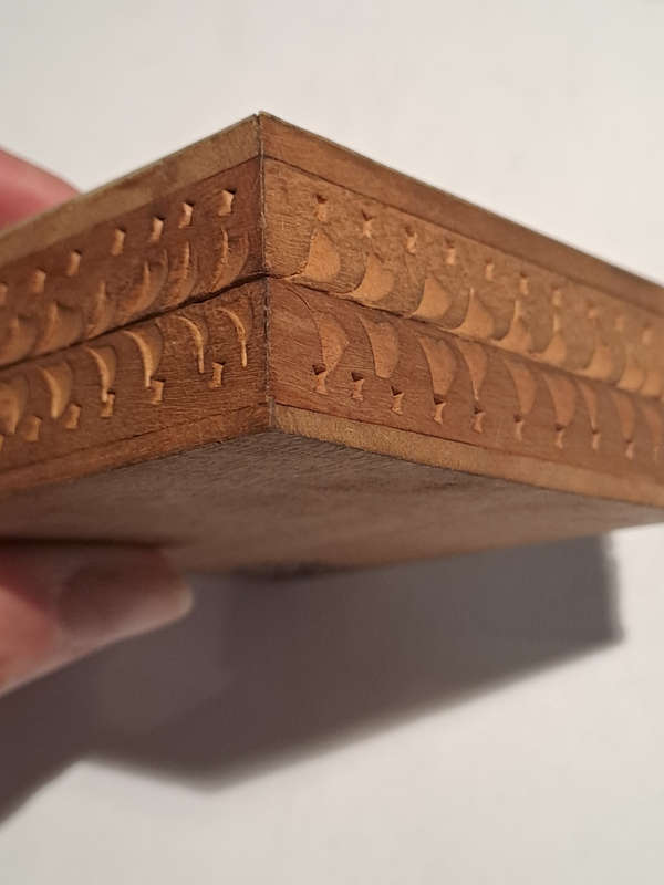 Beautifully 19th century Anglo Indian carved Sandalwood and Micro mosaic trinket box